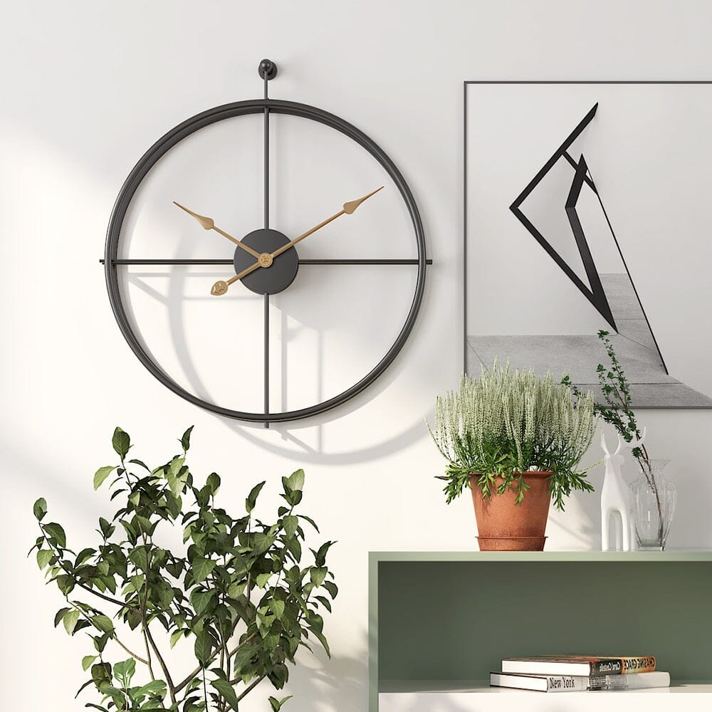 Clock with Interior & Decoration Large Wall Geometric Metal Design and Silent Mechanism