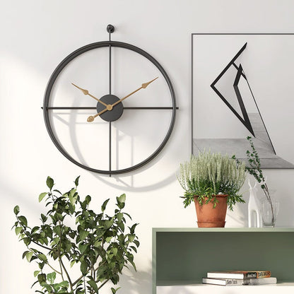 Clock with Interior & Decoration Large Wall Geometric Metal Design and Silent Mechanism