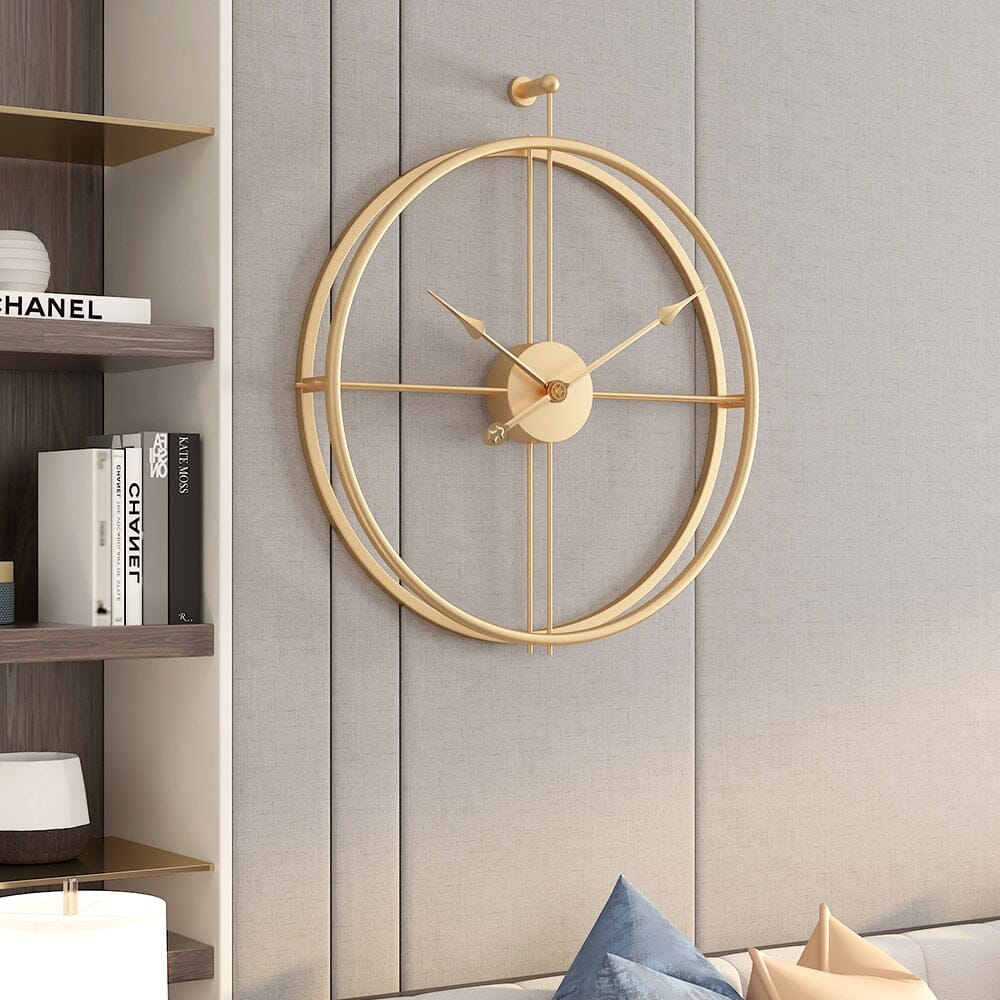 Clock with Interior & Decoration Large Wall Geometric Metal Design and Silent Mechanism