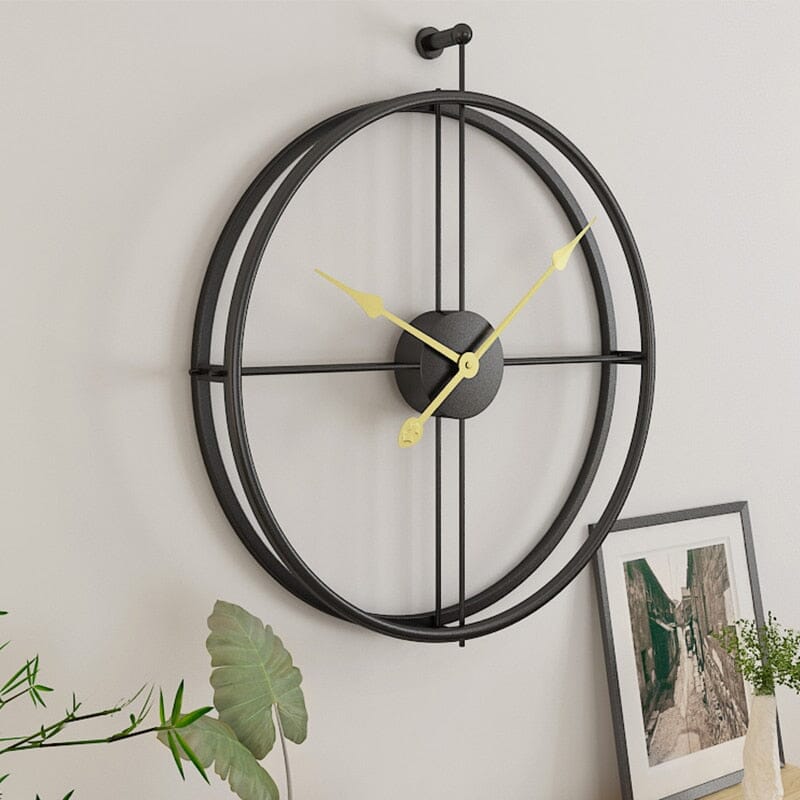 Clock with Interior & Decoration Large Wall Geometric Metal Design and Silent Mechanism