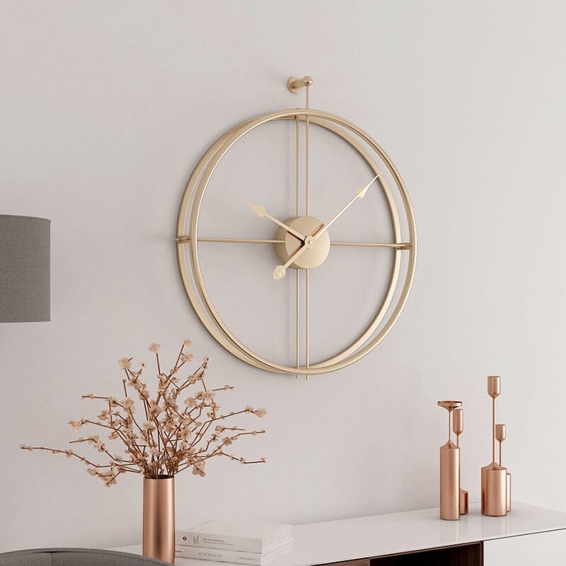 Clock with Interior & Decoration Large Wall Geometric Metal Design and Silent Mechanism