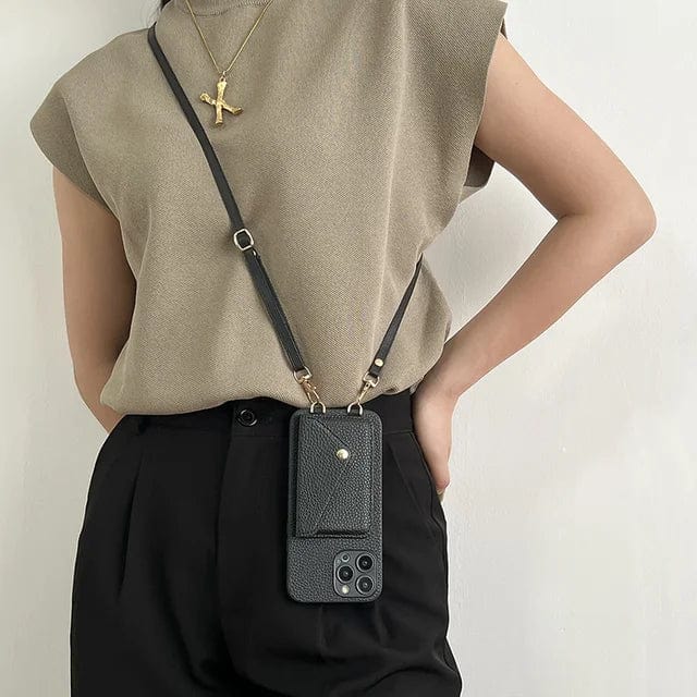 Holder with Phone Case with Shoulder Strap and Card Design for Daily Use