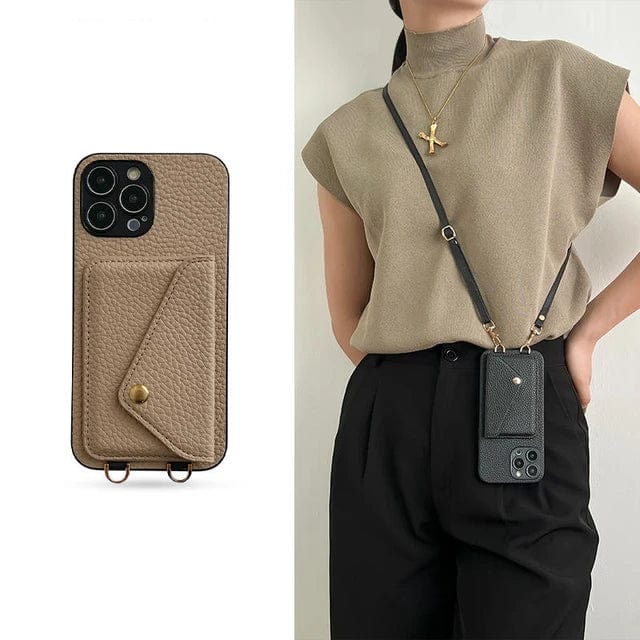 Holder with Phone Case with Shoulder Strap and Card Design for Daily Use
