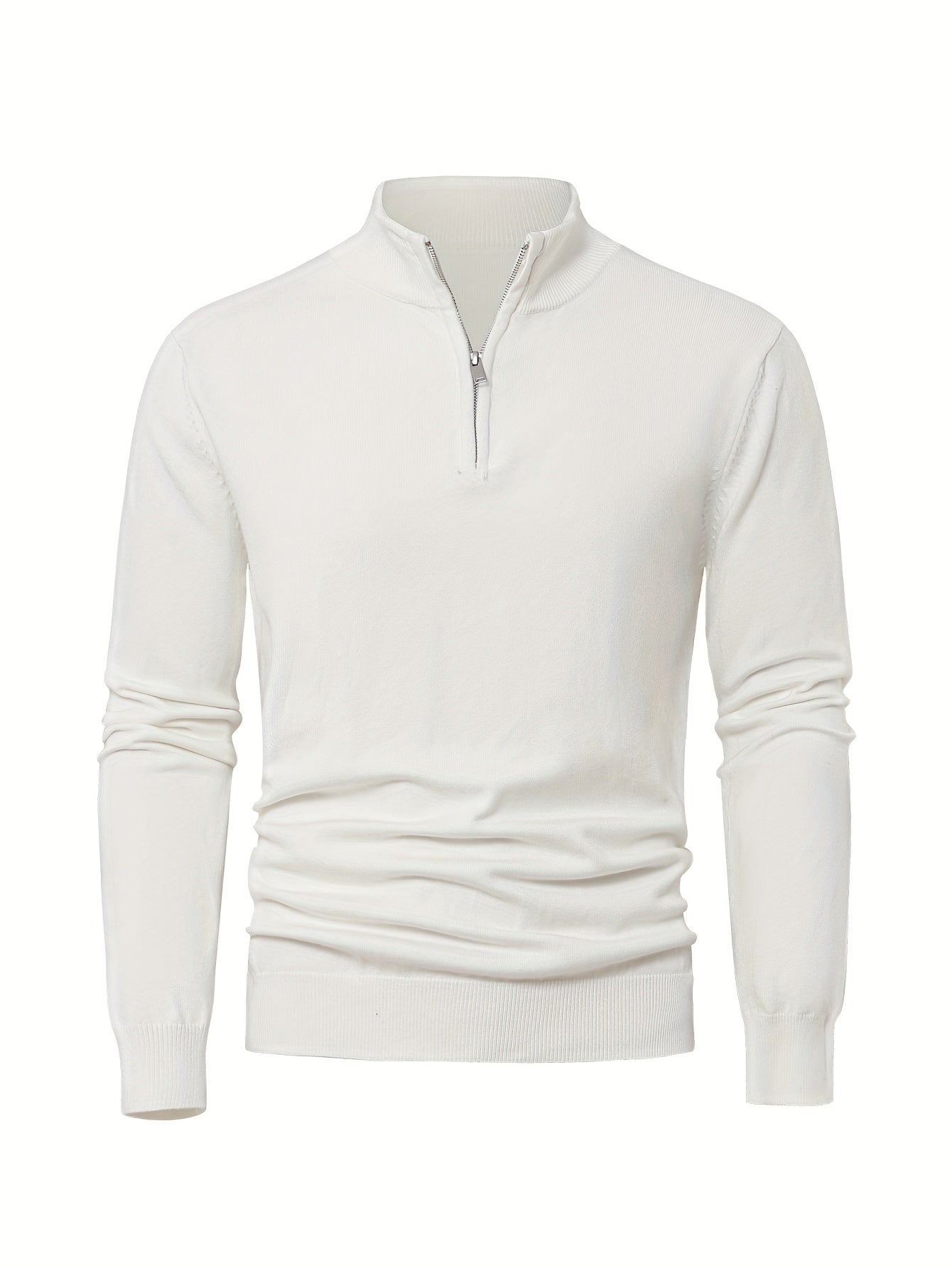 Men's Knitted Jumper with Half Zip with Warm High-Neck Style for Autumn and Winter