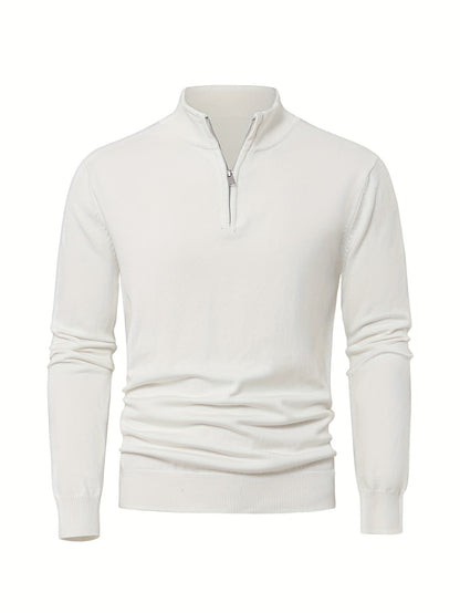 Men's Knitted Jumper with Half Zip with Warm High-Neck Style for Autumn and Winter