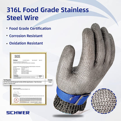 Glove with Cut-Resistant Stainless Steel Design for Kitchen Meat Processing and Oysters