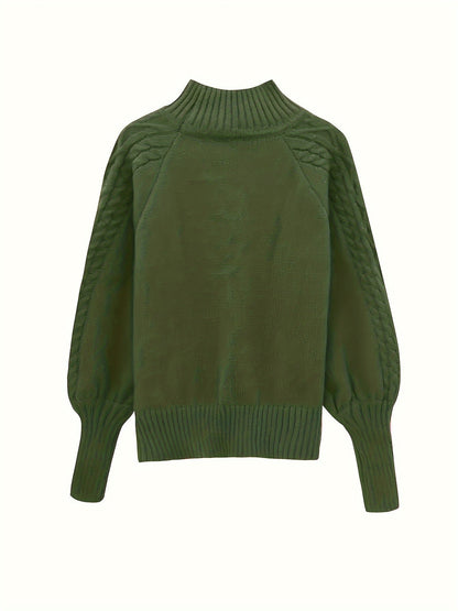 Ladies Knitted Pullover with High Neck for Elegant and Comfortable