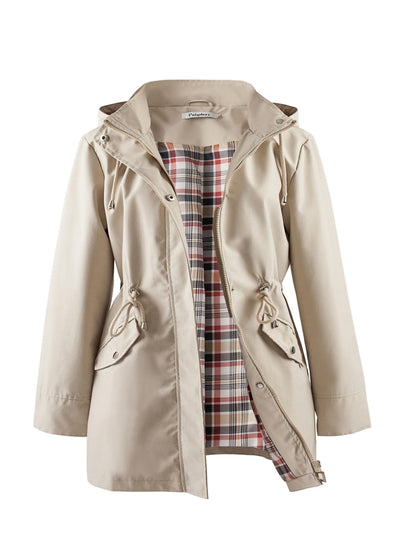 Plus Size Padded Jacket with Hood and Drawstring for Casual and Comfortable