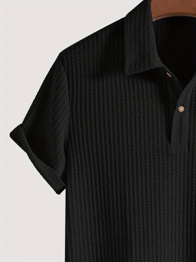 Casual Men's Polo with Ribbed Pattern and Breathable Comfort for Summer