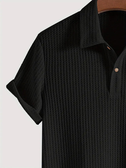 Casual Men's Polo with Ribbed Pattern and Breathable Comfort for Summer
