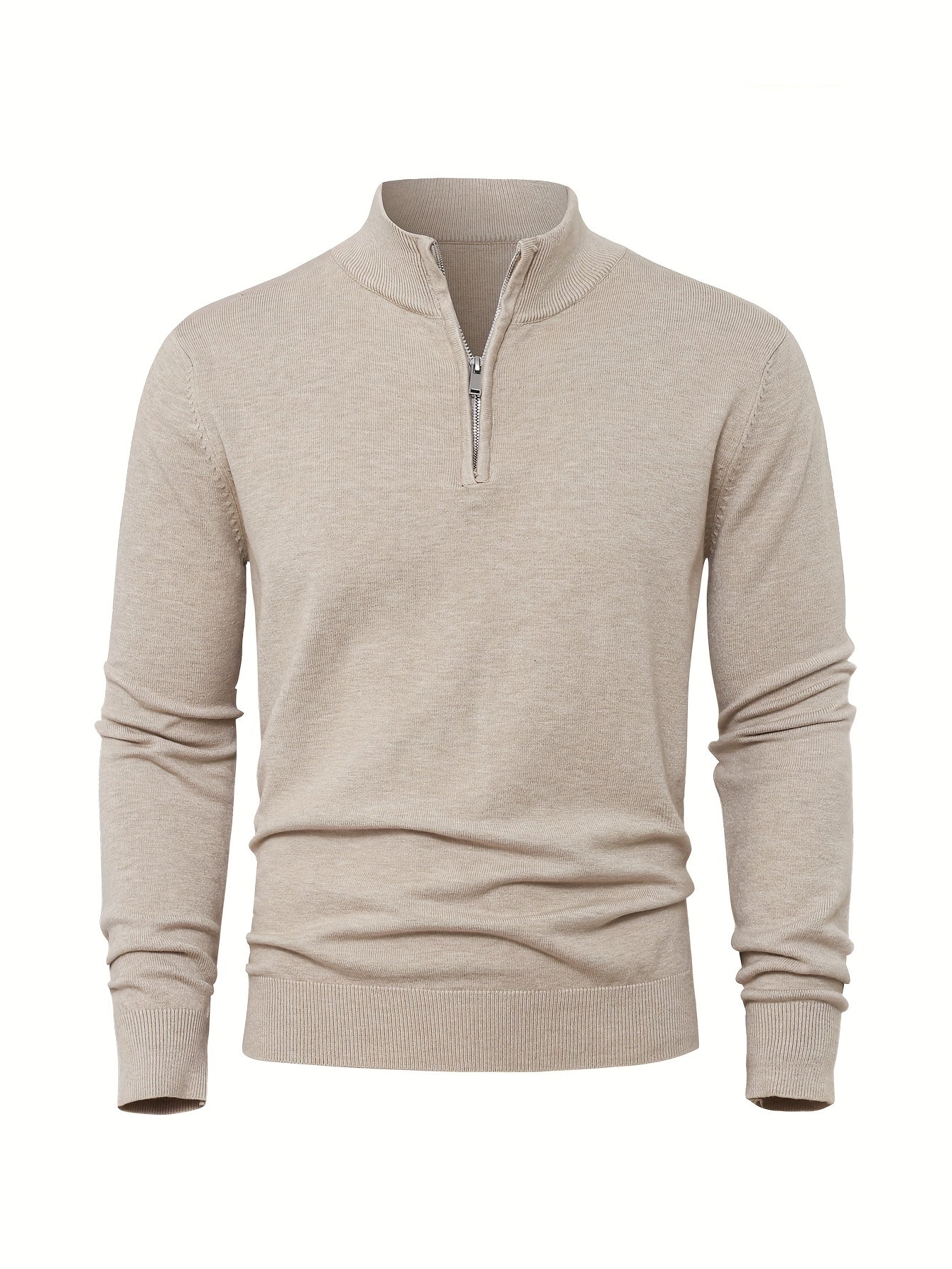 Men's Knitted Jumper with Half Zip with Warm High-Neck Style for Autumn and Winter