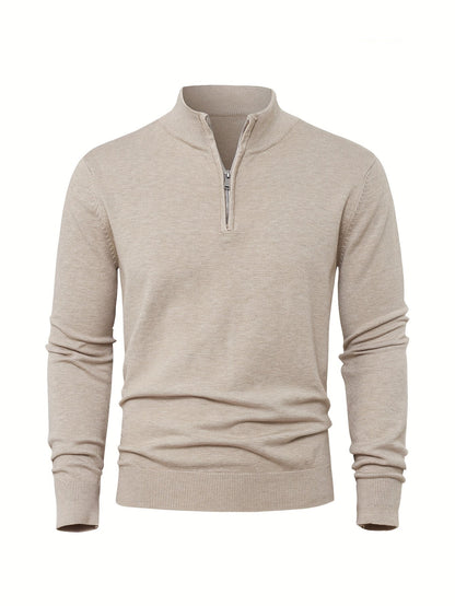 Men's Knitted Jumper with Half Zip with Warm High-Neck Style for Autumn and Winter
