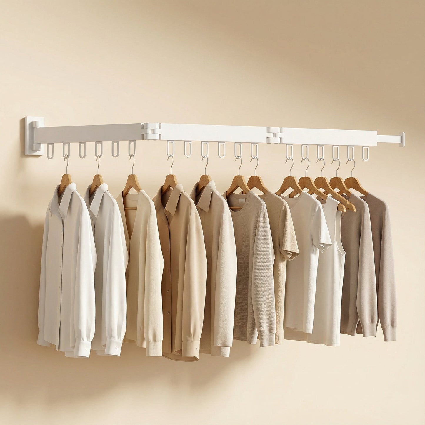 Rack with Retractable Wall Drying Design for Clothes with Space-Saving and Sturdy Design