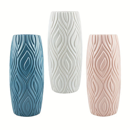 Vase with Decorative Plastic Geometric Relief for Modern and Unbreakable