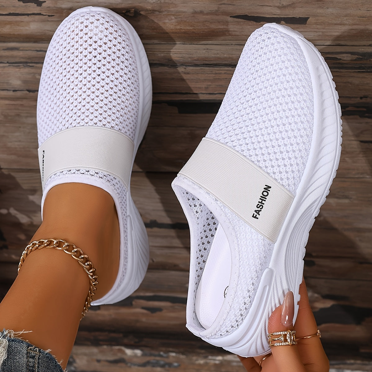 Sneakers with Slip-on Summer Design for Women with Breathable Mesh