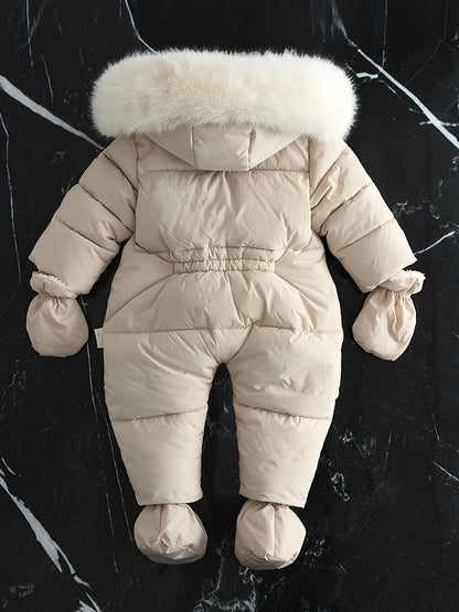 Frosty Baby Romper for Luxe Winter Jumpsuit with Hood for the Colder Months