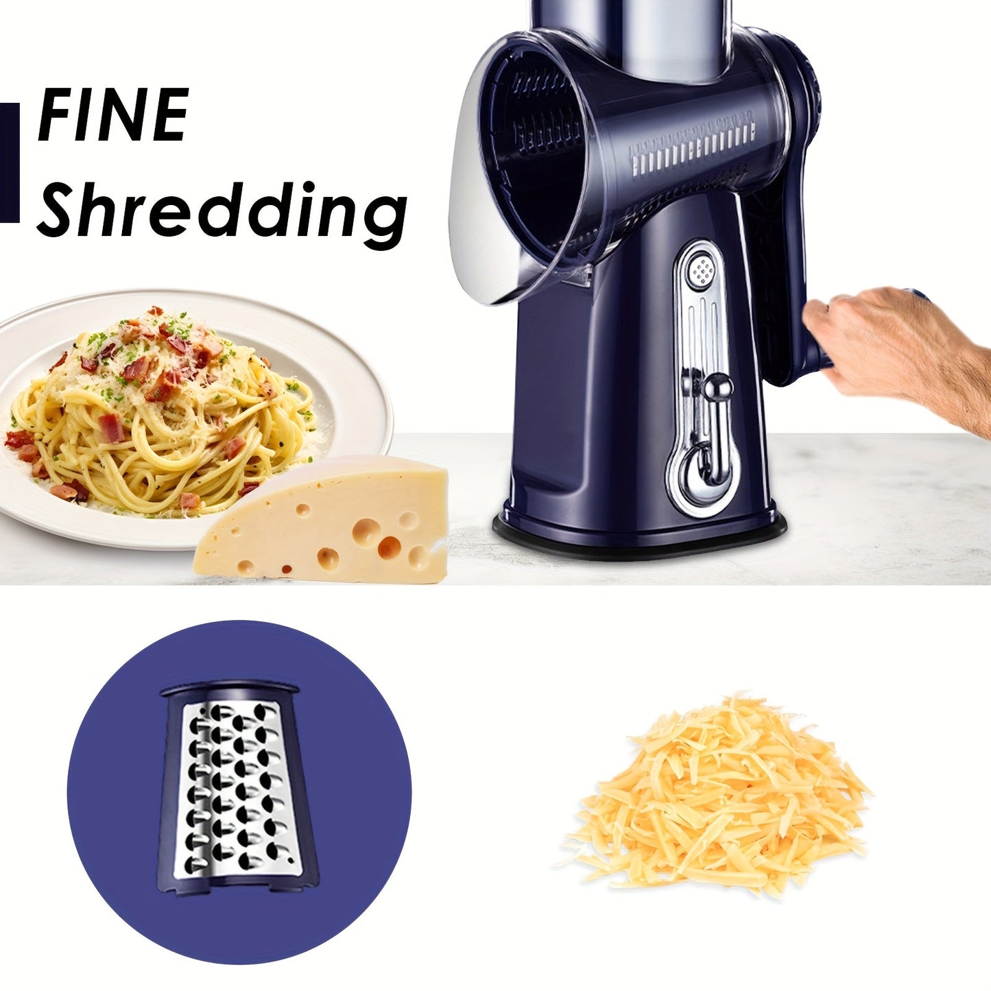 Multifunctional Rotating Kitchen Grater for 5-in-1 Cheese Grater and Vegetable Slicer