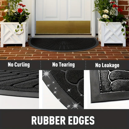 Door Mat Sustainable Rubber with Half-Round Design for Outdoor and Indoor