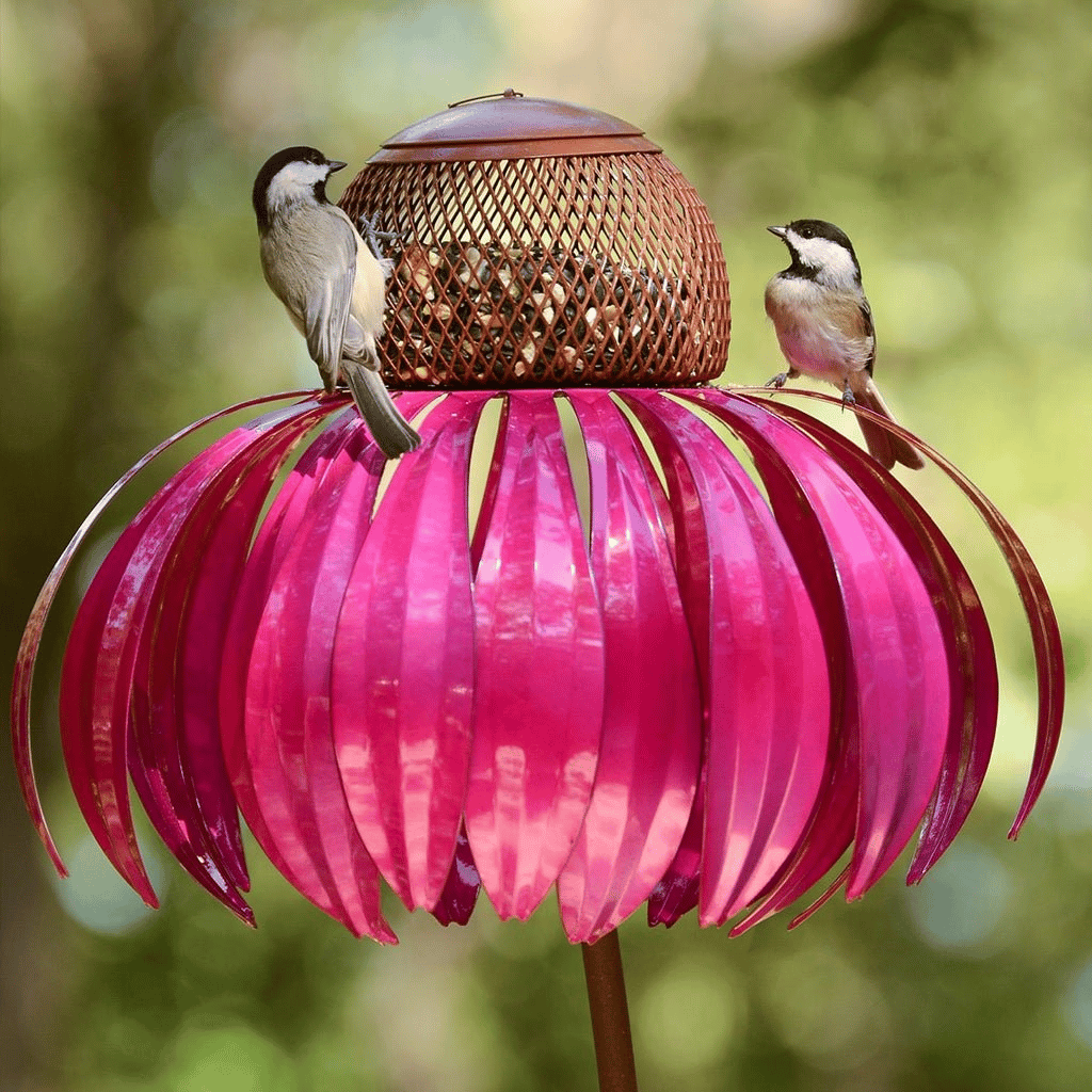 Decorative Bird Feeder House for Garden with Metal Flower Design and Durable