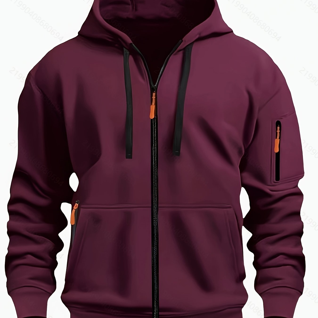 Men's Zip-Up Hoodie with Hood for Casual Outdoor Sweatshirt