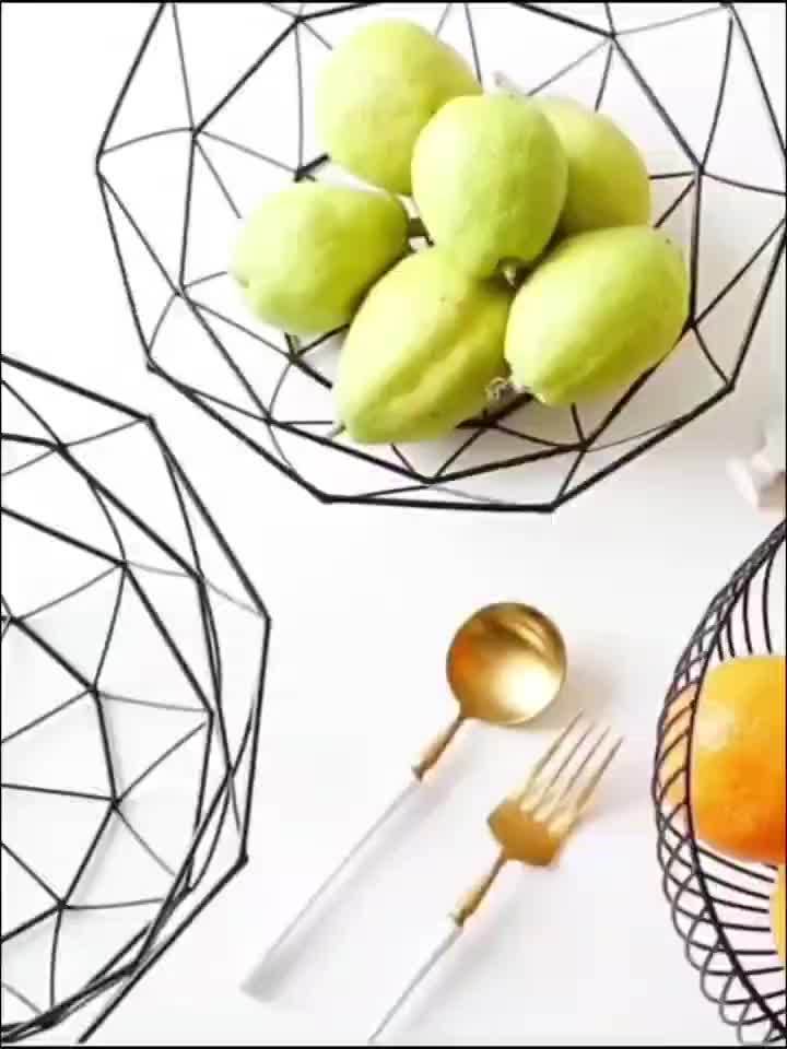 Table with Round Metal Fruit Bowl for and Kitchen with Minimalist and Decorative Design