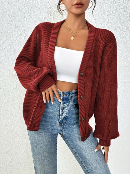 Autonomous Solid Knit Cardigan for Stylish and Warm for Spring and Autumn