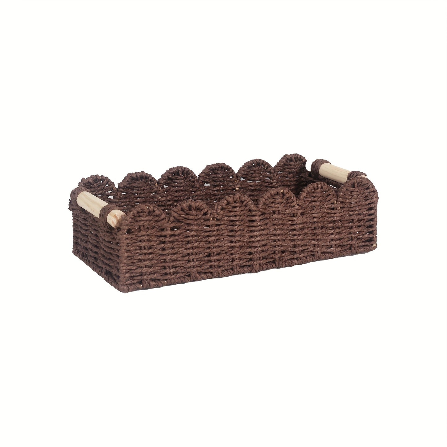 Storage Basket with Boho Woven Fan Edge for Decorative and Practical for Any Interior