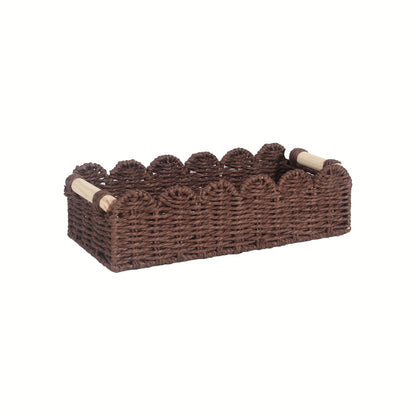 Storage Basket with Boho Woven Fan Edge for Decorative and Practical for Any Interior