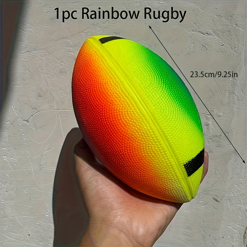 Games Colourful Rainbow Rugby Ball for Outdoor Play and Active