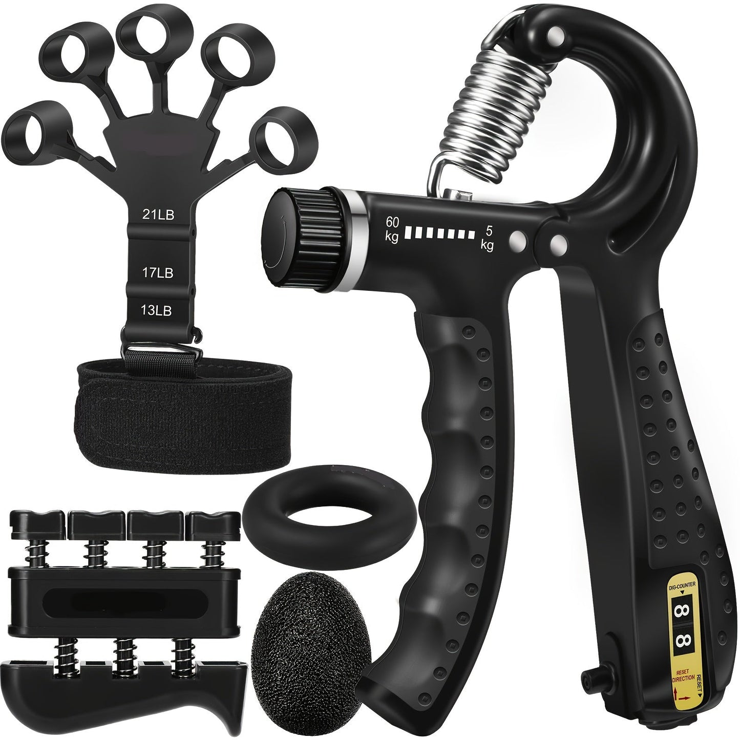 Set Powergrip Hand Trainer for 5-in-1 for Strong Hands and Forearms