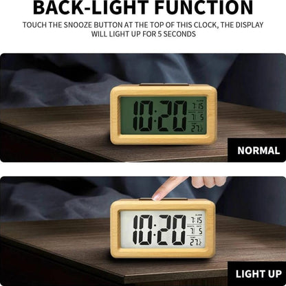 Clock Wooden Digital Alarm for LED Display with Temperature and Date