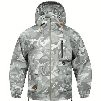 Men's Jacket with Camouflage Pattern and Hood for Casual and Comfortable