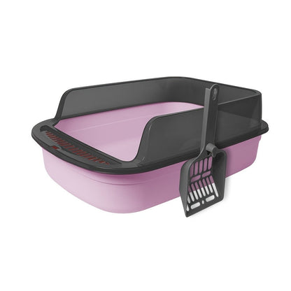 Cat Litter Tray with Raised Edge and Scoop with Splash-Free and Practical Design