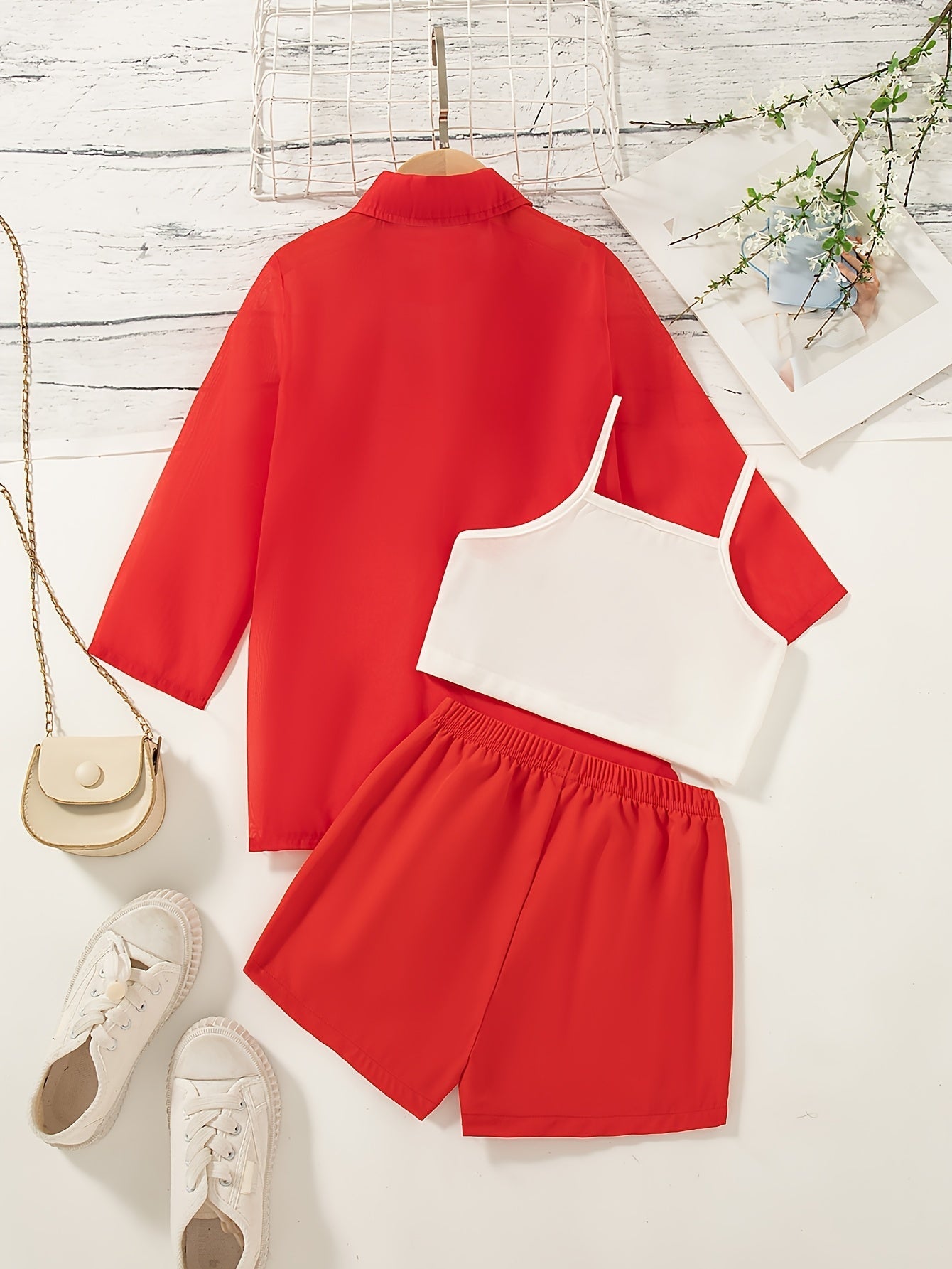 Set with Lightweight Girls' Summer Blouse and Shorts