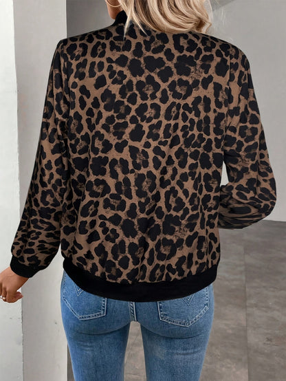 Ladies' Summer Jacket with Leopard Print and Zip