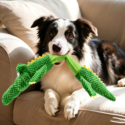 Toy with Sturdy Crocodile Dog Squeaker for Tug-of-War and Interactive Play