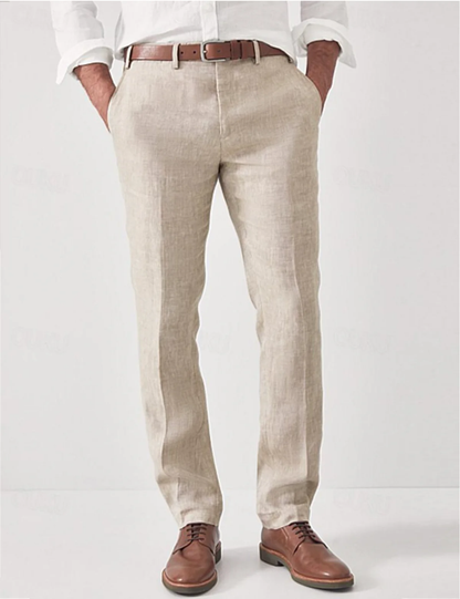 Linen Pants Men Breathable Summer Trousers with Modern Fit