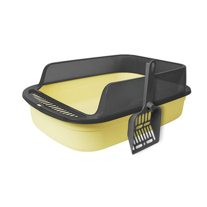 Cat Litter Tray with Raised Edge and Scoop with Splash-Free and Practical Design