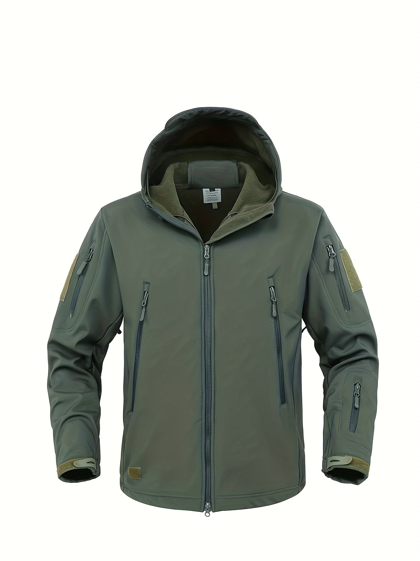 Men's Outdoor Softshell Jacket with Hood and Warm Windproof Lining