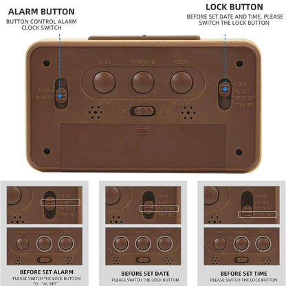 Clock Wooden Digital Alarm for LED Display with Temperature and Date