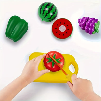 Set with Educational Cutting Food, Fruit, and Vegetables for Perfect