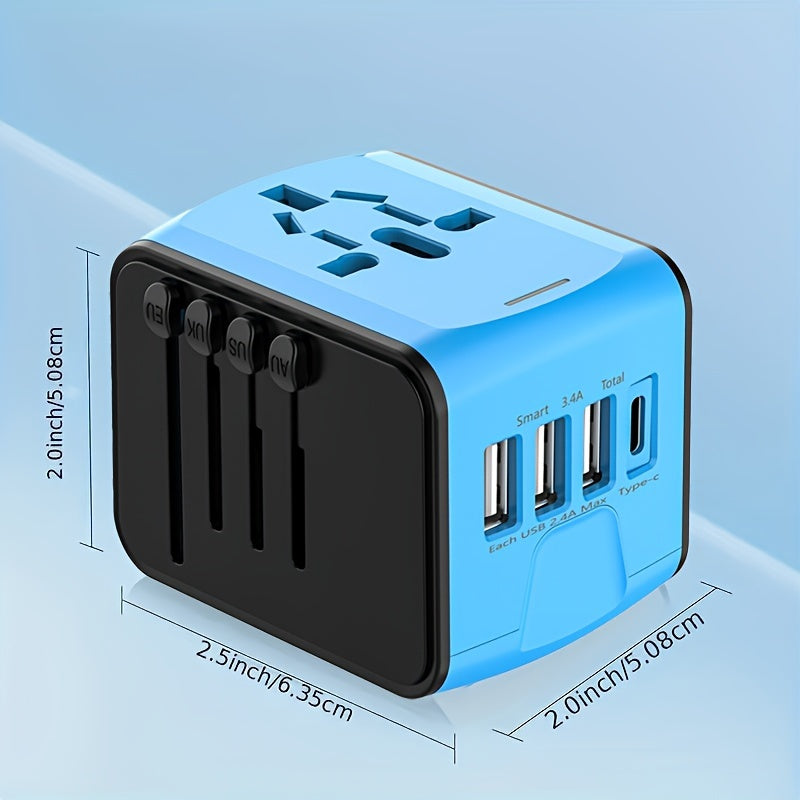 Travel Adapter with 4 USB Ports and Type-C for Global Charger