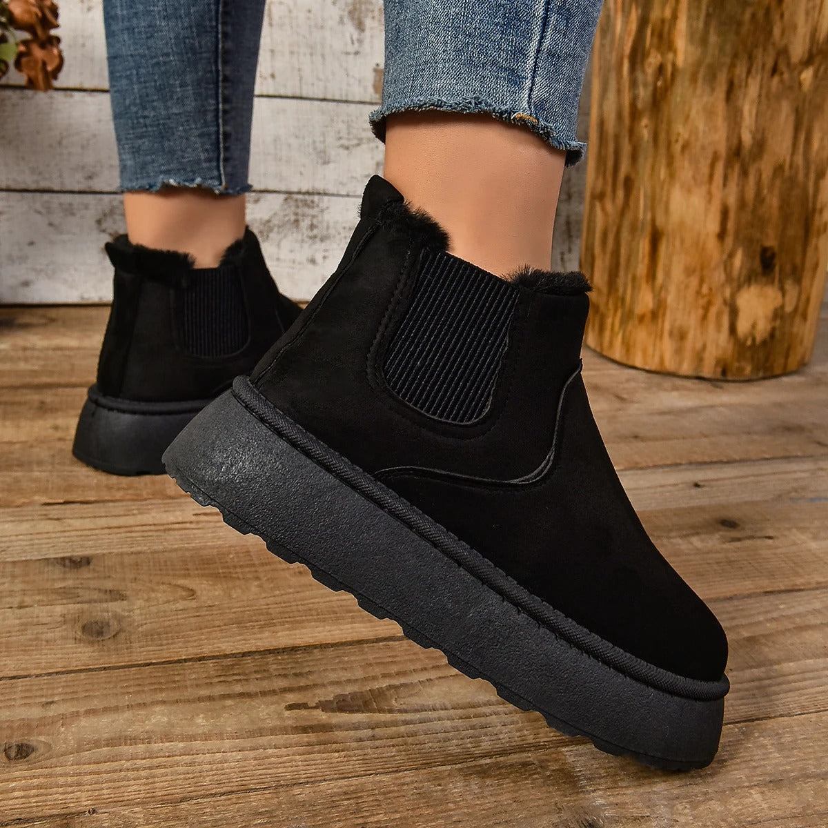 Boots with Ladies' Ankle Warm Lining for Comfortable Winter Boots with Non-Slip Sole