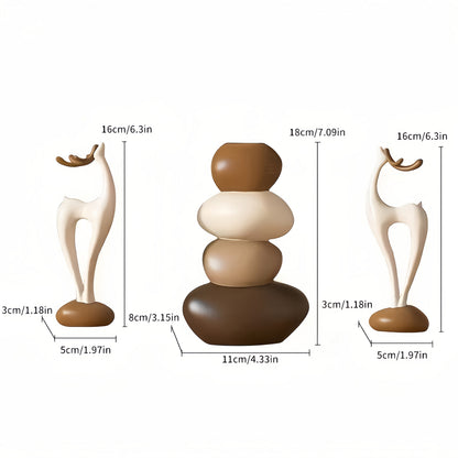 Vase with Decorative Resin Set with Sculptural Stone Design for Interiors