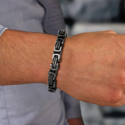 Bracelet Men's Stainless Steel with Woven Links and Scratch-Resistant Finish