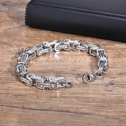 Bracelet Men's Stainless Steel with Woven Links and Scratch-Resistant Finish