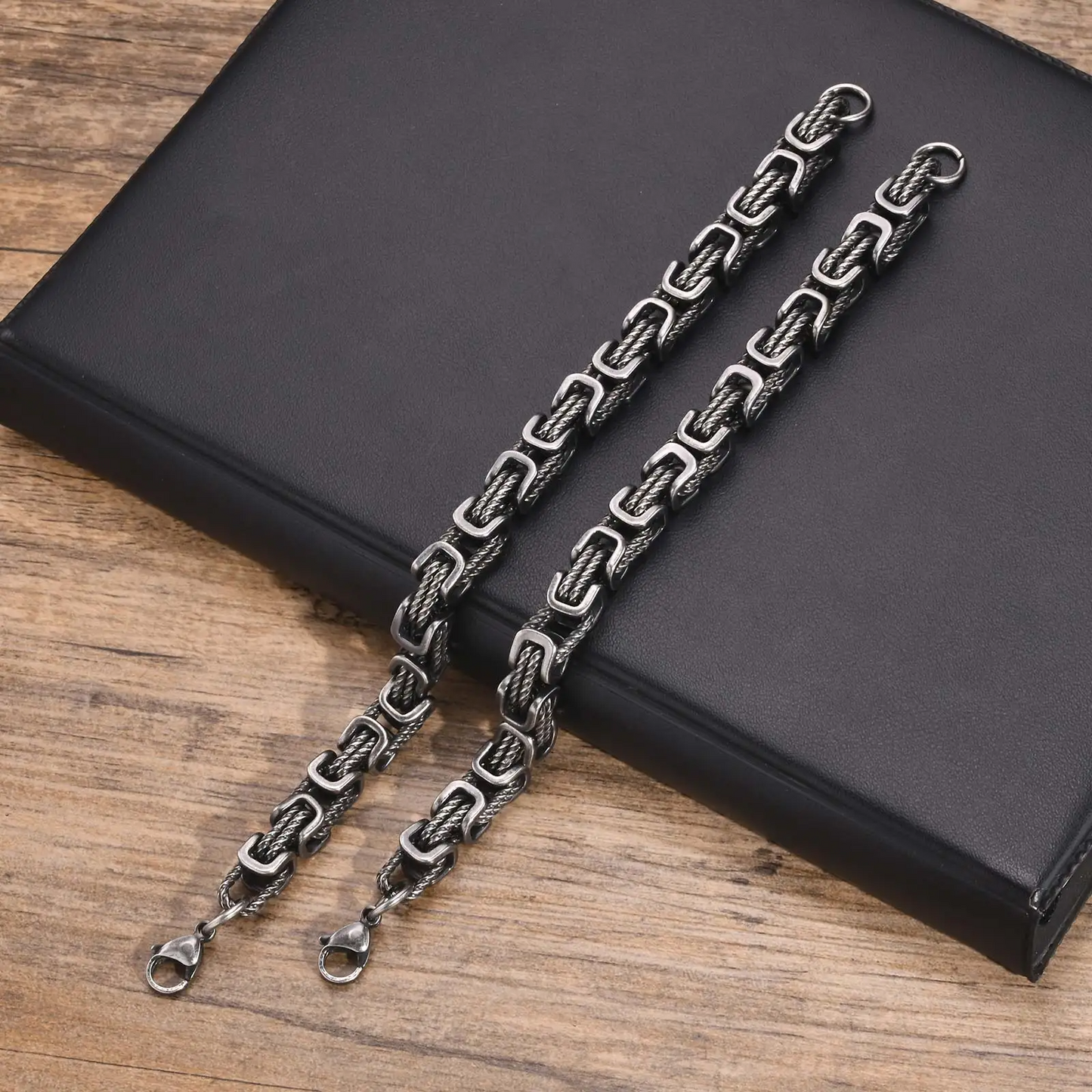 Bracelet Men's Stainless Steel with Woven Links and Scratch-Resistant Finish