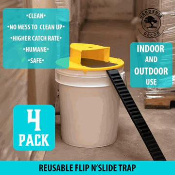 Mouse with Humane Automatic Trap with Bucket Lid