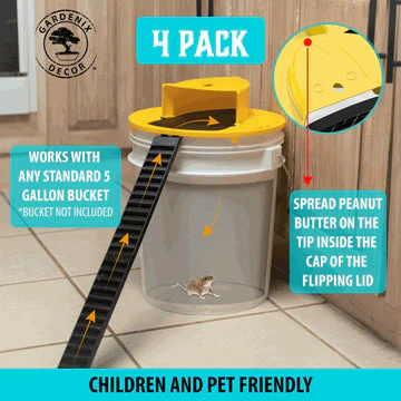 Mouse with Humane Automatic Trap with Bucket Lid