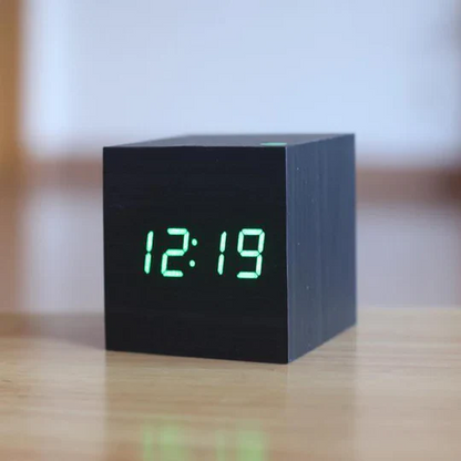 Clock with Digital Wooden Alarm LED Display for Minimalist and Modern